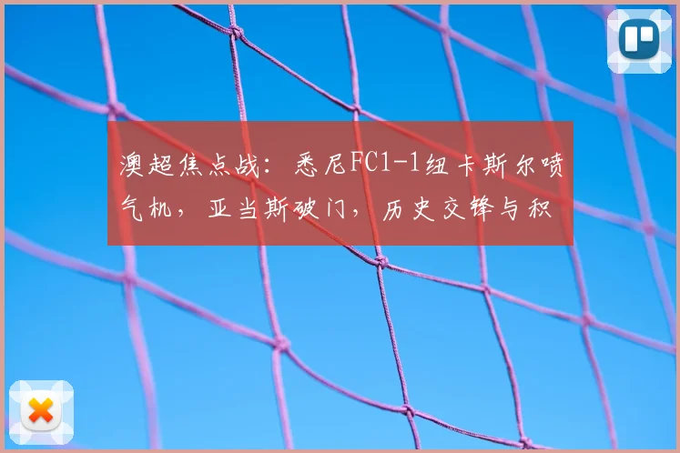 澳超焦点战：悉尼FC1-1纽卡斯尔喷气机，亚当斯破门，历史交锋与积分影响全解析